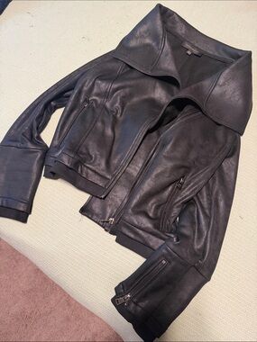 Women’s Black Faux Leather Zip-Front Jacket